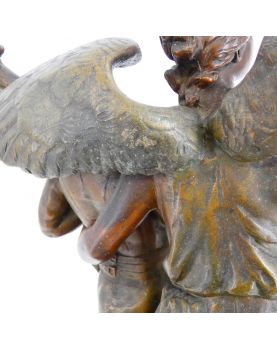 Large Subject in Regulated on Socle in Wood Signed Emile LAPORTE