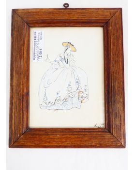 Petite Aquarelle Élégante Cadre en Bois