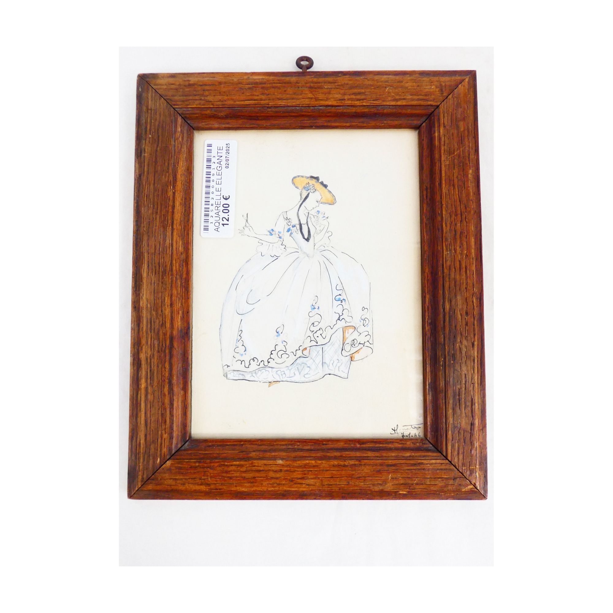 Petite Aquarelle Élégante Cadre en Bois Petite Aquarelle Élégante Cadre en Bois