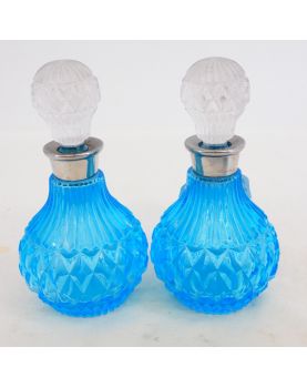 Nécessaire de Toilette avec 3 Pieces en Verre Bleu