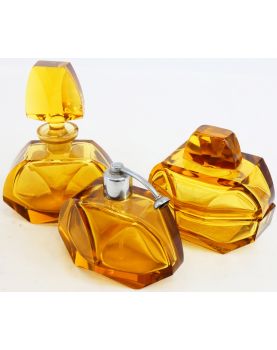 Set de 3 Flacons de Toilette en Cristal Jaune