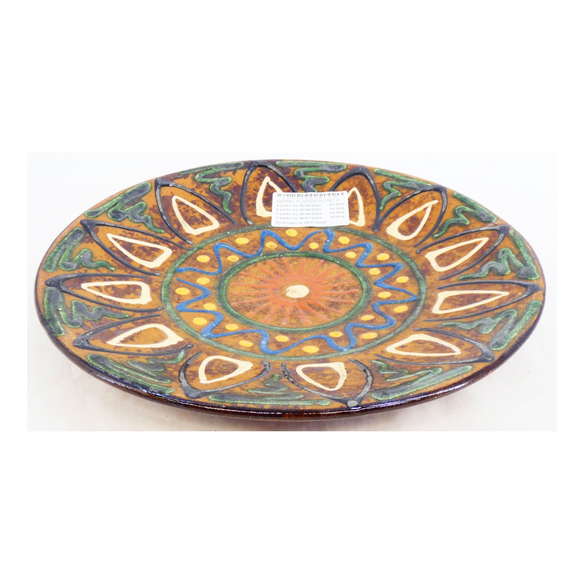 Round dish Signed PUIGDEMONT Round dish Signed PUIGDEMONT