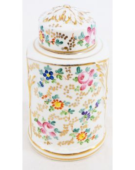 Pot Couvert Porcelaine Florale et Dorure