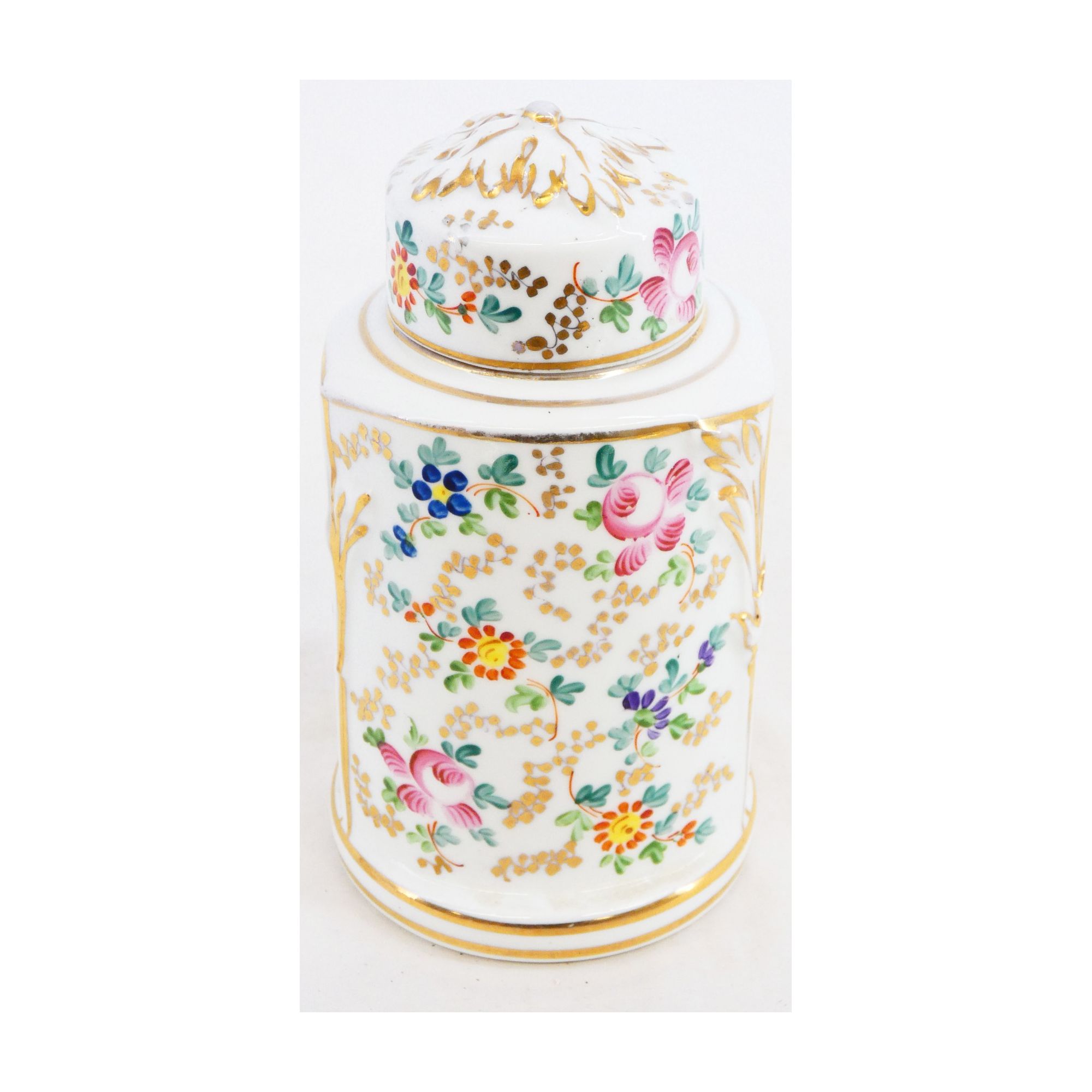 Pot Couvert Porcelaine Florale et Dorure Pot Couvert Porcelaine Florale et Dorure