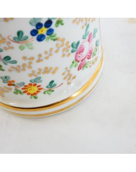 Pot Couvert Porcelaine Florale et Dorure