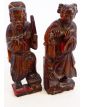 Paire de Statuettes en Bois Polychrome Chine