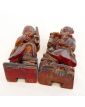Paire de Statuettes en Bois Polychrome Chine