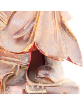 Paire de Statuettes en Bois Polychrome Chine