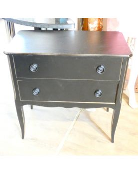 Petite Commode Noire 2 Tiroirs