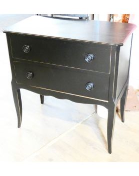 Petite Commode Noire 2 Tiroirs