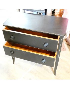 Petite Commode Noire 2 Tiroirs