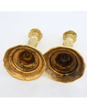 Paire de Bougeoirs en Bronze Style Louis XV XIX
