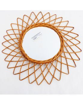 Small Wicker Sun Mirror