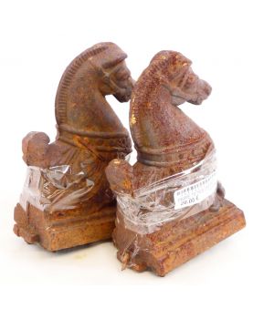 Pair of Head of Chenets Decor aux Chevaux