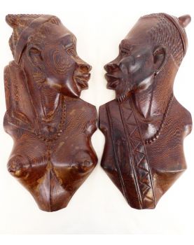 Pair of African Profiles in Carved Wood