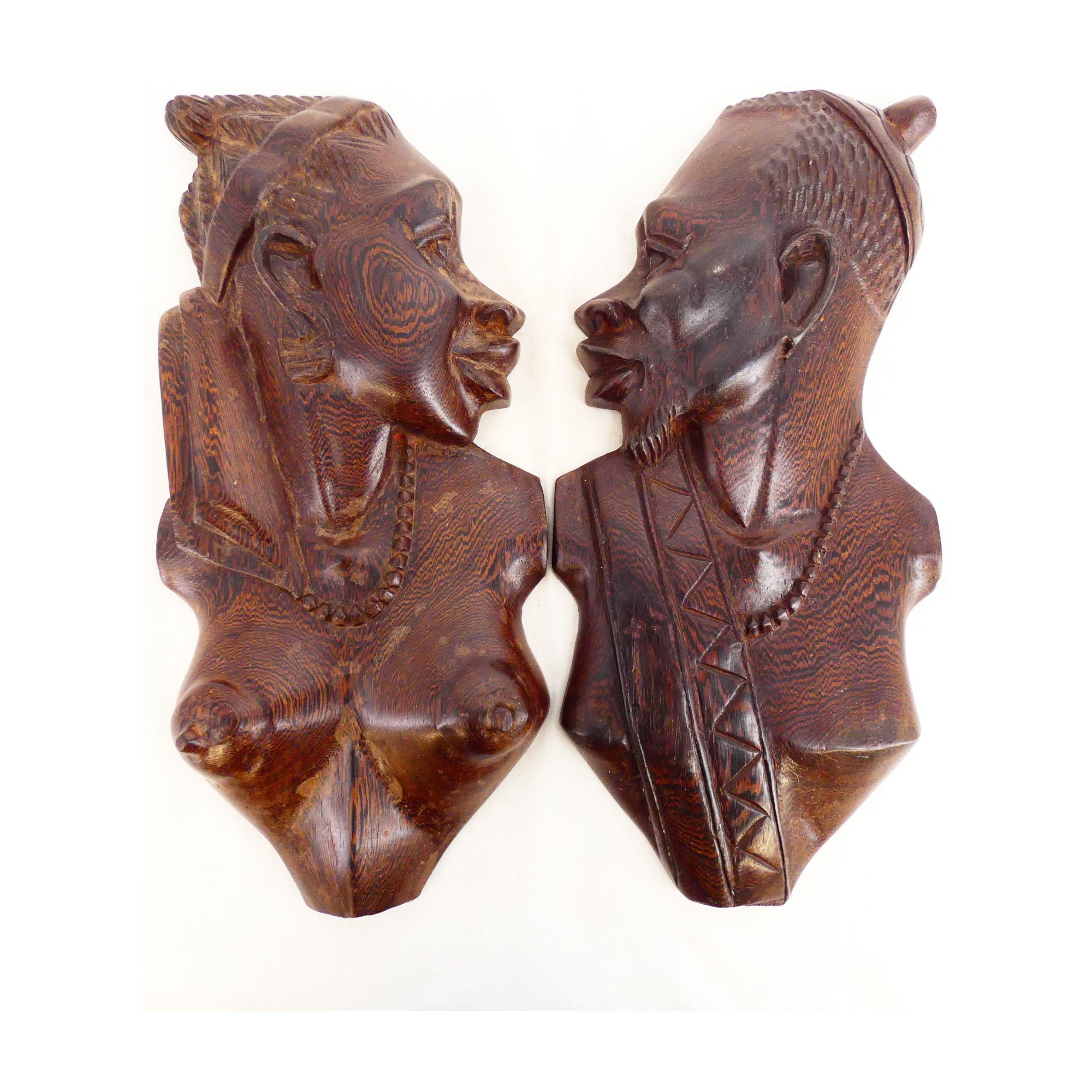 Pair of African Profiles in Carved Wood Pair of African Profiles in Carved Wood