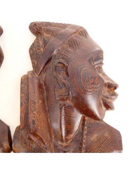 Pair of African Profiles in Carved Wood