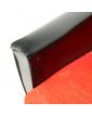 70 Armchair in Black Leatherette and Red Fabric