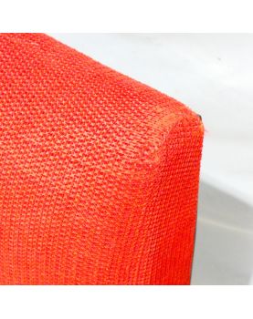70 Armchair in Black Leatherette and Red Fabric