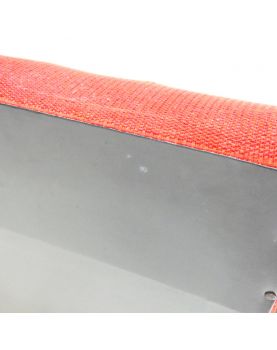 70 Armchair in Black Leatherette and Red Fabric
