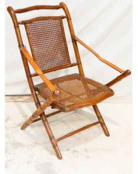 Antique Folding Armchair in Bamboo and Cane Style