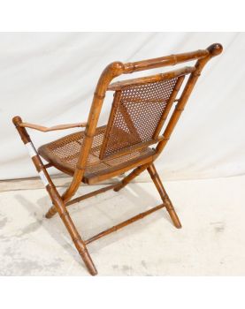 Antique Folding Armchair in Bamboo and Cane Style