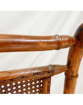 Antique Folding Armchair in Bamboo and Cane Style