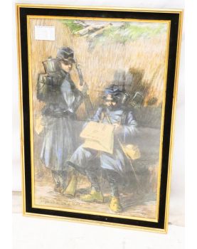 Framed Pastel Soldiers by Reiner 1917