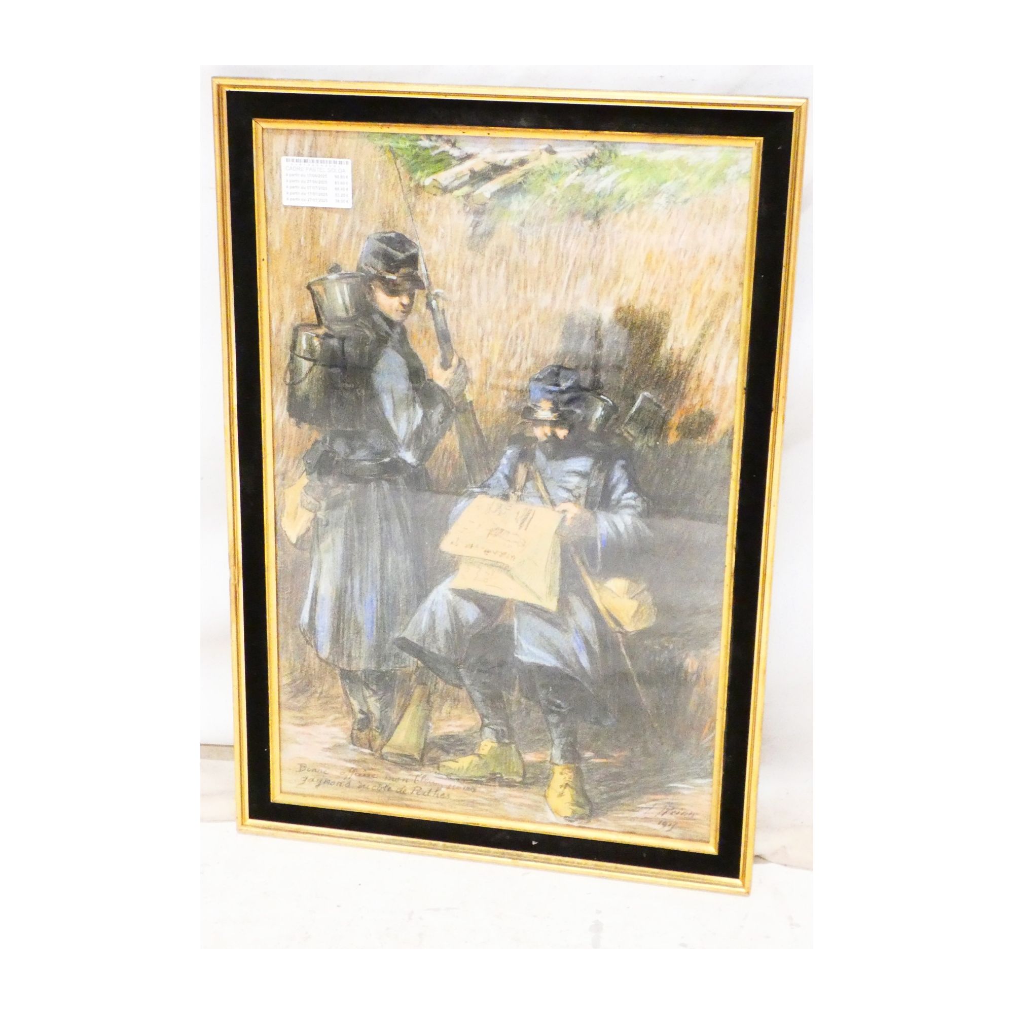 Framed Pastel Soldiers by Reiner 1917 Framed Pastel Soldiers by Reiner 1917