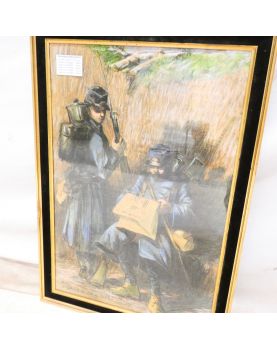 Framed Pastel Soldiers by Reiner 1917