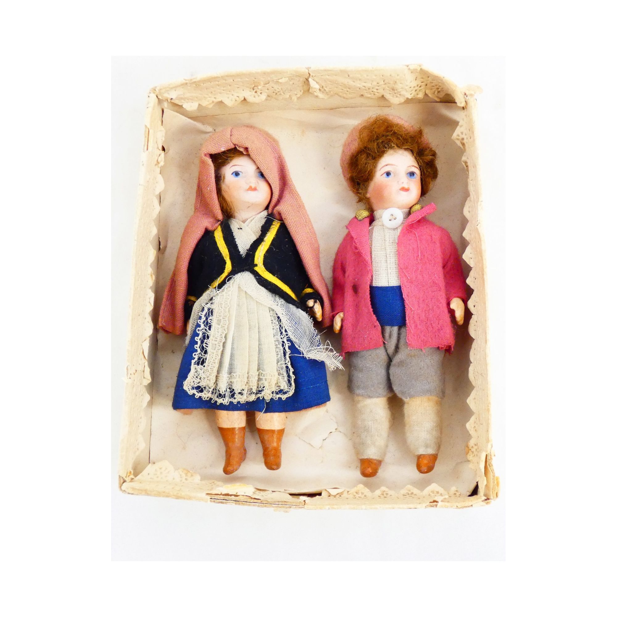 Paire de Petits Enfants en Biscuit avec Boîte Paire de Petits Enfants en Biscuit avec Boîte