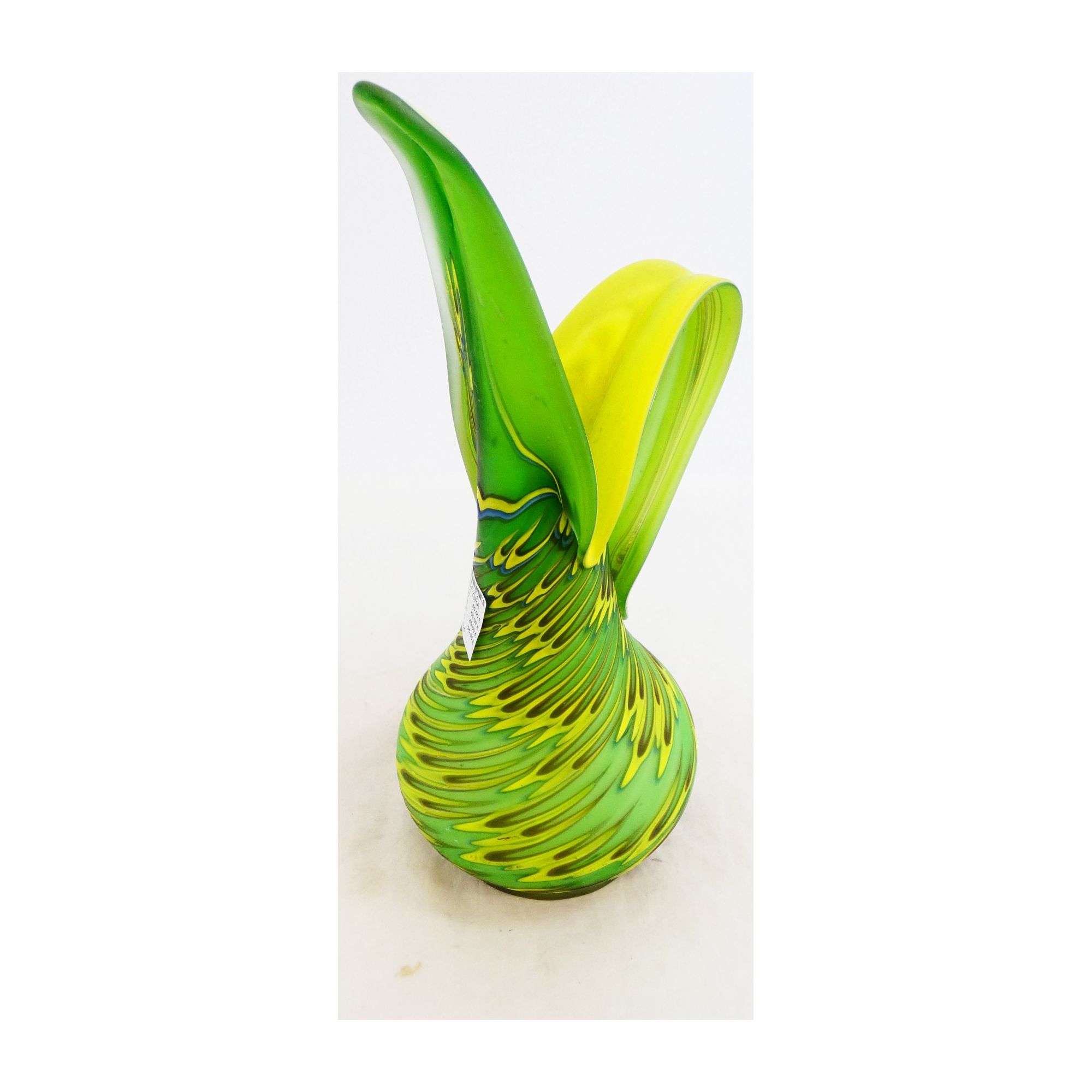 Art Glassware Large Green and Yellow Pitcher in Pate de Verre Art Glassware Large Green and Yellow Pitcher in Pate de Verre