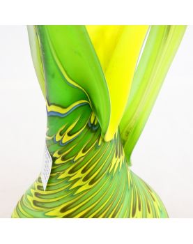 Verrerie d’Art Grand Pichet Vert et Jaune en Pate de Verre