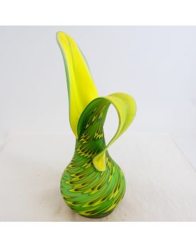 Verrerie d’Art Grand Pichet Vert et Jaune en Pate de Verre