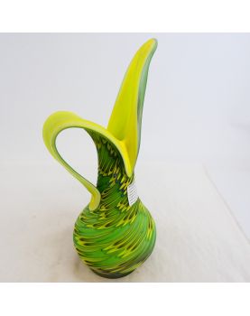Verrerie d’Art Grand Pichet Vert et Jaune en Pate de Verre