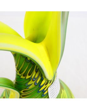 Verrerie d’Art Grand Pichet Vert et Jaune en Pate de Verre
