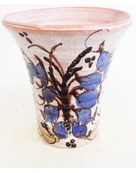 Glazed Earthenware Vase with Floral Decor