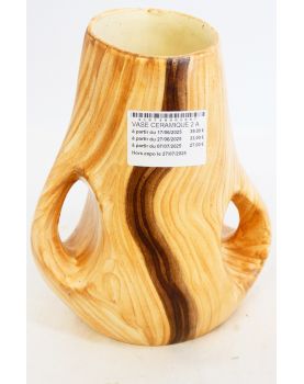 Vase en Céramique 2 Anses JOURDAN Effet Bois