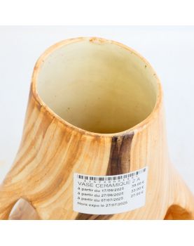 JOURDAN Ceramic Vase with 2 Handles, Wood Effect