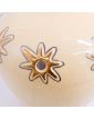 Pied de Lampe LONGWY Motif Étoiles Dorées en Faïence Craquelée