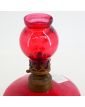 Ancienne Lampe à Pétrole Rouge XIXe Siècle en Cristal