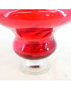 Ancienne Lampe à Pétrole Rouge XIXe Siècle en Cristal
