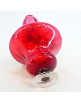Ancienne Lampe à Pétrole Rouge XIXe Siècle en Cristal