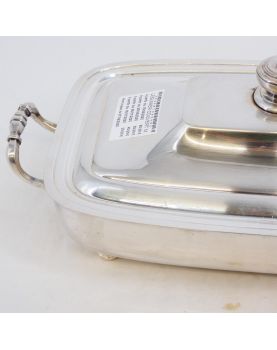 Vegetable Dish with Lid in Silver Metal Fleuron