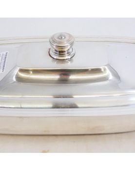 Vegetable Dish with Lid in Silver Metal Fleuron