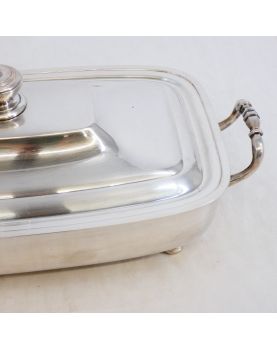 Vegetable Dish with Lid in Silver Metal Fleuron