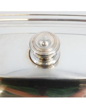 Vegetable Dish with Lid in Silver Metal Fleuron