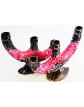 Paire de Chandeliers en Céramique VALLAURIS Noir et Rose
