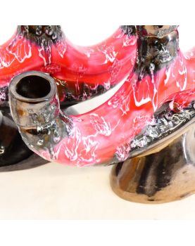 Paire de Chandeliers en Céramique VALLAURIS Noir et Rose