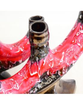 Pair of VALLAURIS Black and Pink Ceramic Candlesticks